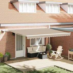 vidaXL Toldo Retrátil Manual Bege 450 × 300 cm Tecido e Aço
