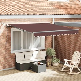 vidaXL Toldo retrátil automático com luzes LED 300x250 cm castanho