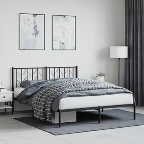 vidaXL Estrutura de cama em metal com cabeceira 150x200 cm preto