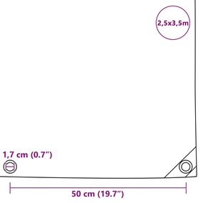 Lona 650 g/m² 2,5x3,5 m cinzento