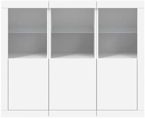 Aparadores c/ luzes LED 3 pcs derivados de madeira branco