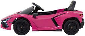 Carro elétrico para Crianças Lamborghini Revuelto 12V 4x4 Rodas Espuma EVA, Assento couro ecológico Rosa