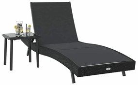Espreguiçadeira 2 pcs Preto 40 x 40 x 40.5 cm Rattan Sintético