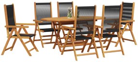 Conjunto de Jantar ao Ar Livre de 7 Peças - Madeira de Acácia Preta co