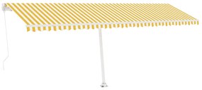 Toldo retrátil manual independente 600x300 cm amarelo e branco