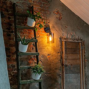 Candeeiro de parede design preto com vidro fumê - Dome