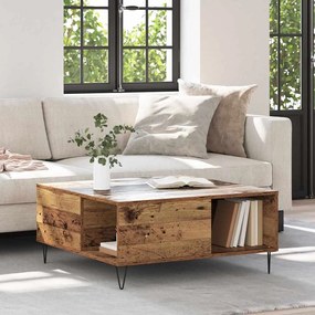 vidaXL Mesa de centro Madeira antiga 80 x 80 x 36.5 cm