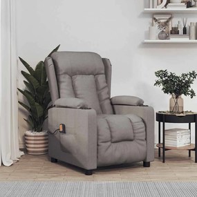 vidaXL Poltrona de massagens tecido cinza-acastanhado