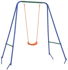 Outsunny Baloiço 2 em 1 com 1 Assento para Crianças 1 Assento para Bebés e Cinto de Segurança 180x160x182 cm Laranja | Aosom Portugal