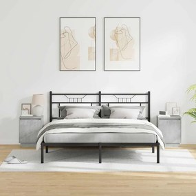 Mesas de cabeceira com luzes LED 2 pcs Cinza Concreto 39x34,5x50 cm