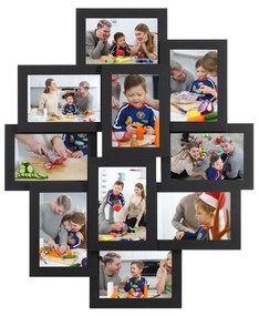 Moldura para colagem de fotos SONGMICS para 10 fotos de 4" x 6" (10 x 15 cm), MDF para exibição em galeria de fotos, montagem necessária, preto RPF20BK