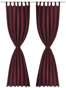 Cortinas de cetim + presilhas 2 pcs, bordeaux 140 x 175 cm