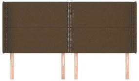Cabeceira cama c/ abas tecido 163x16x118/128 cm castanho-escuro