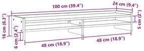 Suporte monitor 100x24x16 cm derivados madeira cinzento sonoma