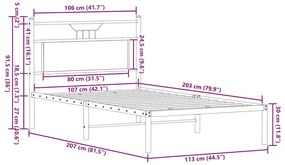 Estrutura de cama sem colchão 107x203 cm carvalho sonoma