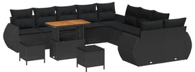 vidaXL Conjunto de Sofá de Jardim 13 pcs Preto vime PE