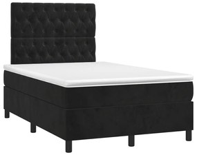 Cama box spring c/ colchão/LED 120x200 cm veludo preto