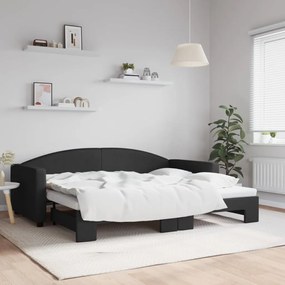 vidaXL Sofá-cama com gavetão 90x200 cm tecido preto