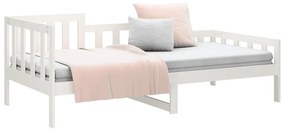 Sofá-cama 90x190 cm madeira de pinho maciça branco