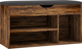 HOMCOM Móvel para Sapatos Banco de Sapatos 2 Níveis de Arrumação 80x30x43cm Castanho Rústico | Aosom Portugal