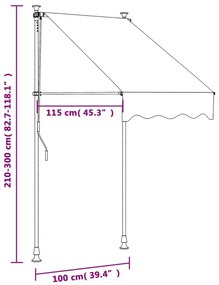 Toldo retrátil 100x150 cm tecido e aço cor creme
