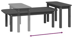 2 pcs conjunto de mesas de centro pinho maciço cinzento
