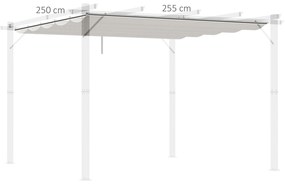 Cobertura para Pérgola 2,5x2,55cm Teto de Substituição Retrátil para Pérgola com 10 Orifícios de Drenagem Creme