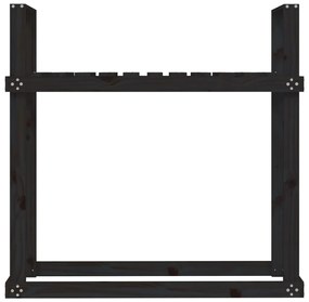 Suporte para lenha 110x35x108,5 cm pinho maciço preto
