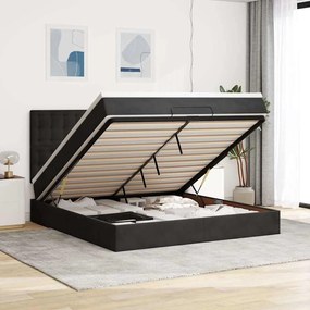 Estrutura de cama otomana com colchões 160x200 cm veludo preto