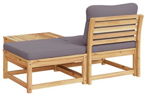 3 pcs conjunto lounge de jardim c/ almofadões acácia maciça