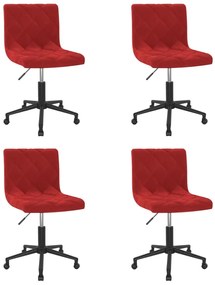 Cadeiras de jantar giratórias 4 pcs veludo vermelho tinto