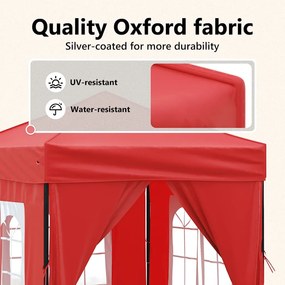 Tenda para festas dobrável com paredes laterais 2x2 m vermelho
