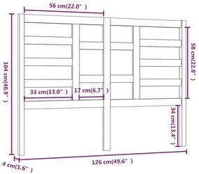 Cabeceira de cama 126x4x104 cm pinho maciço cinzento