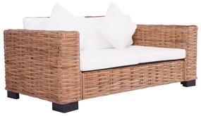 vidaXL Sofá de jardim com 2 lugares em vime genuíno