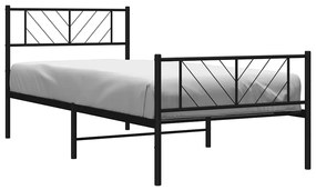 Estrutura de cama com cabeceira e pés 100x190 cm metal preto