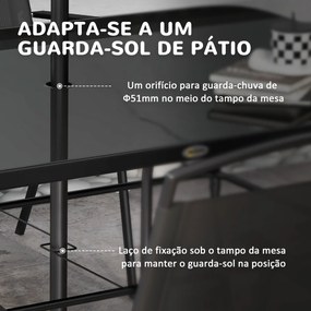 Outsunny Conjunto de Móveis de Jardim 8 Peças com 6 Cadeiras Dobráveis