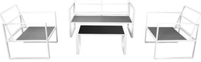 4 pcs conjunto lounge de jardim c/ almofadões aço branco