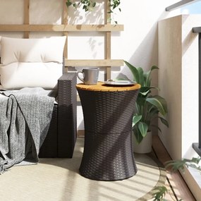 Mesa de apoio formato de djembé vime PE/madeira maciça preto