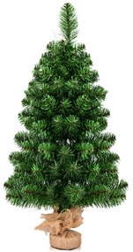 Árvore de Natal  artificial de 90 cm fácil de montar com folhas de PVC Ramos Suporte metálico e base de cimento Verde