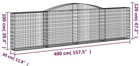 Cestos gabião arqueados 7pcs 400x30x100/120cm ferro galvanizado