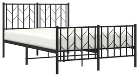Estrutura de cama com cabeceira e pés 120x190 cm metal preto