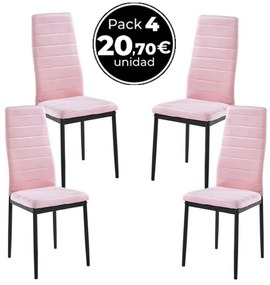Pack 4 Cadeiras Lauter Veludo - Rosa