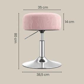 Banco de toucador 38 x 38 x (44-56) cm ajustável em altura rosa
