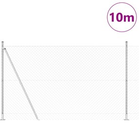 Cerca de Cadeia com 7 Postes Flangeados 1,5x10 m Aço Galvanizado