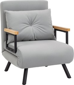 HOMCOM Poltrona Convertível em Cama Poltrona 3 em 1 Convertível em Cama com Encosto Ajustável em 5 Níveis 63x73x81 cm Cinza Claro | Aosom Portugal