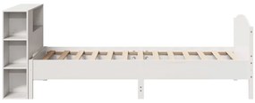 Cama com estante sem colchão 90x200 cm pinho maciço branco