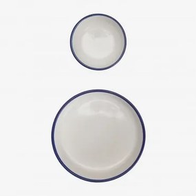 Conjunto De 2 Tigelas Em Grés Ronilena Branco Gardenia - Azul Ken - Sklum