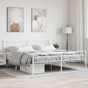 372253 vidaXL Estrutura de cama com cabeceira e pés 200x200 cm metal branco