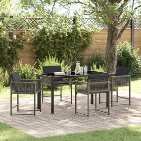 vidaXL Conjunto de Jantar para Jardim 5 pcs Cinzeto vime PE