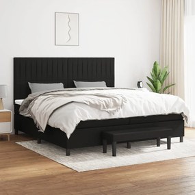 vidaXL Cama com molas/colchão 200x200 cm tecido preto